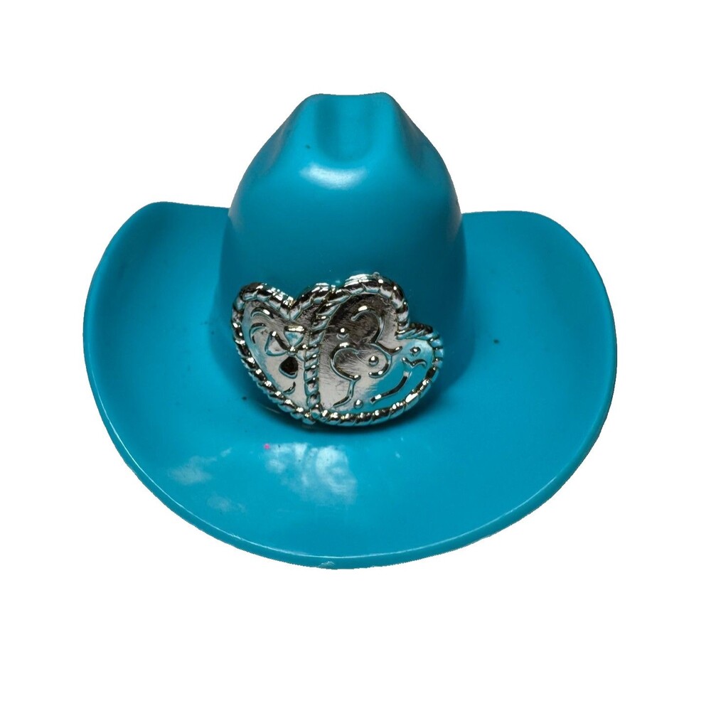 Vtg 1993 Barbie Western Stampin Blue Cowboy Hat Silver Hearts Replacement Mattel